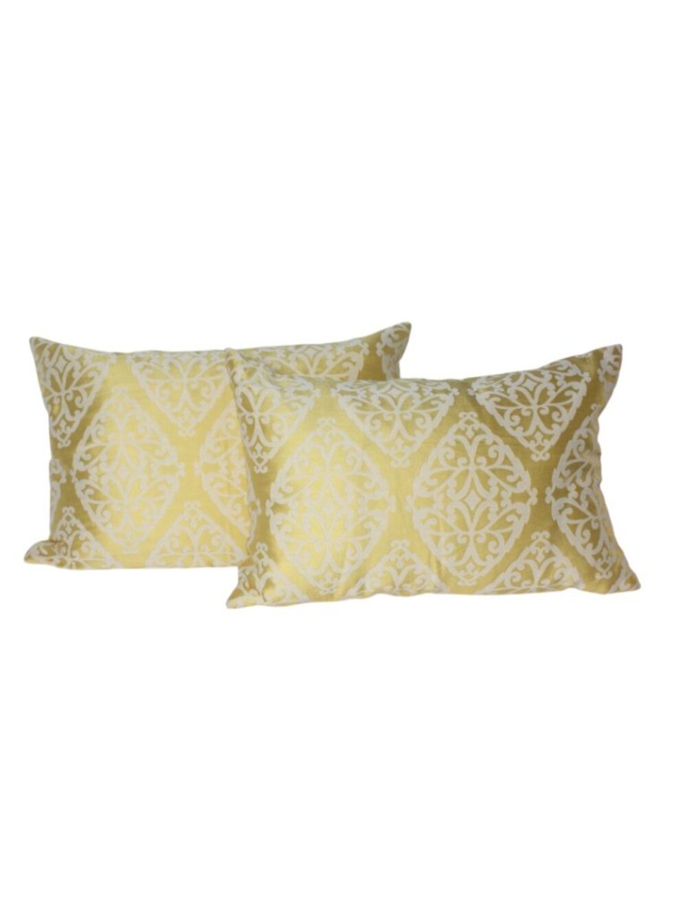 Pair of Yellow 23" x 15" Imitation Down-Filled Throw Pillows